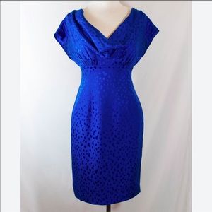 Royal Blue 100% Silk Banana Republic Draped Dress